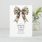 Invitation Fête de Noël Holly Bow Holiday (Debout devant)