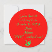 Invitation Fête de Noël Holly Round Red 4Jane (Devant)