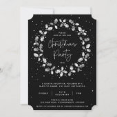 Invitation Fête de Noël Holly Wreath à main noire (Devant)