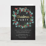 Invitation Fête de Noël Holly Wreath Chalkboard<br><div class="desc">Fête de Noël Holly Wreath Chalkboard par Yule4Yall.</div>