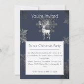 Invitation Fête de Noël Ivory Reindeer | Bleu (Dos)
