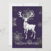 Invitation Fête de Noël Ivory Reindeer | Pourpre (Devant)