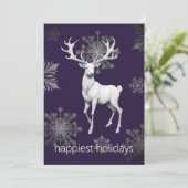Invitation Fête de Noël Ivory Reindeer | Pourpre (Debout devant)