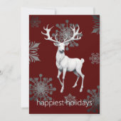 Invitation Fête de Noël Ivory Reindeer | Red (Devant)