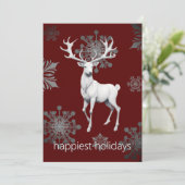 Invitation Fête de Noël Ivory Reindeer | Red (Debout devant)