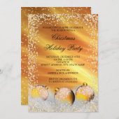 Invitation Fête de Noël Jaune Baule Neige Or (Devant / Derrière)