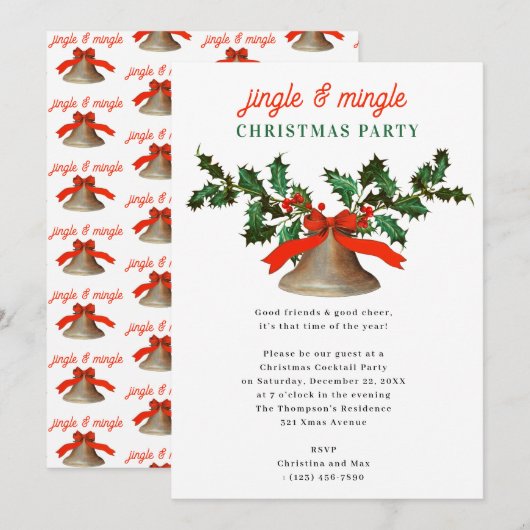 Invitation Fête de Noël Jingle and Mingle (Devant / Derrière)