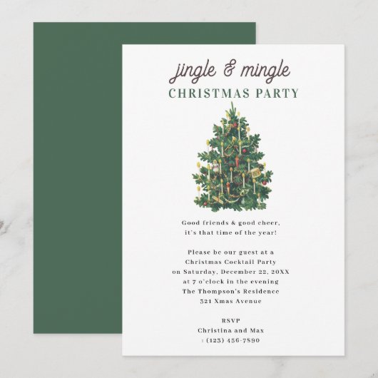 Invitation Fête de Noël Jingle and Mingle (Devant / Derrière)