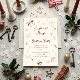 Invitation Fête de Noël Jingle And Mingle dessinée à la main