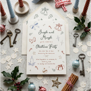 Invitation Fête de Noël Jingle And Mingle Dessinée à la Main