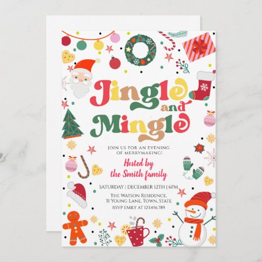 Invitation Fête De Noël Jingle Et Mingle (Devant / Derrière)