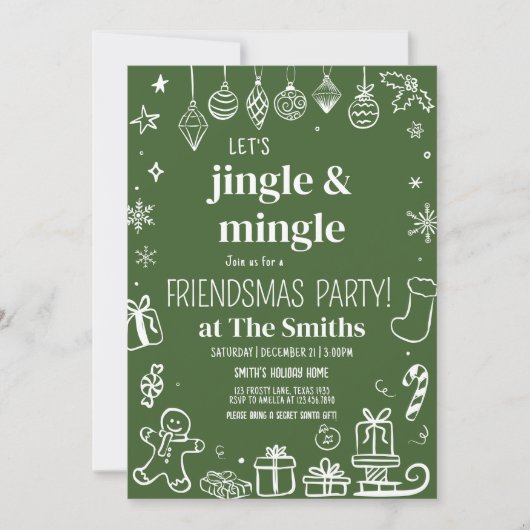 Invitation Fête de Noël Jingle et Mingle (Devant)