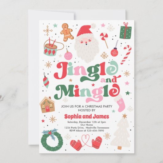 Invitation Fête De Noël Jingle Et Mingle (Devant)