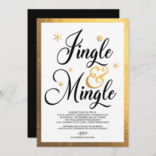 Invitation Fête de Noël Jingle et Mingle (Devant / Derrière)
