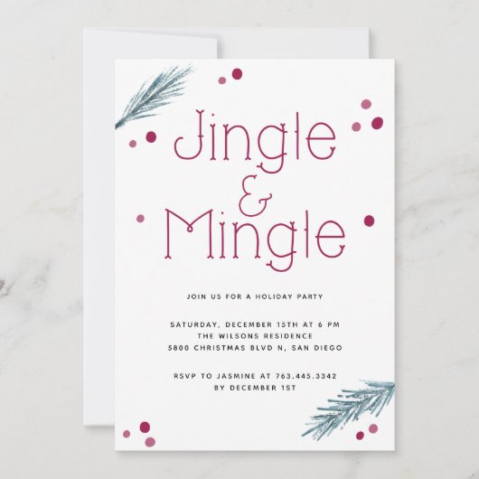 Invitation Fête de Noël Jingle et Mingle (Devant)