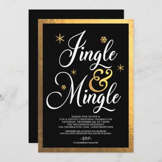 Invitation Fête de Noël Jingle et Mingle (Devant / Derrière)