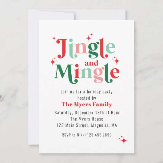 Invitation Fête de Noël Jingle et Mingle (Devant)