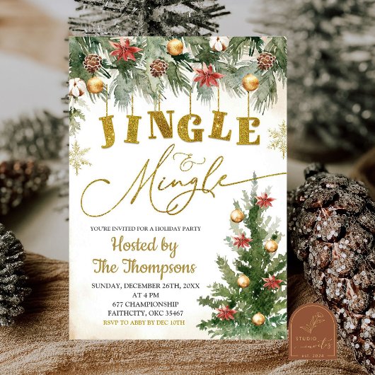 Invitation Fête de Noël Jingle et Mingle