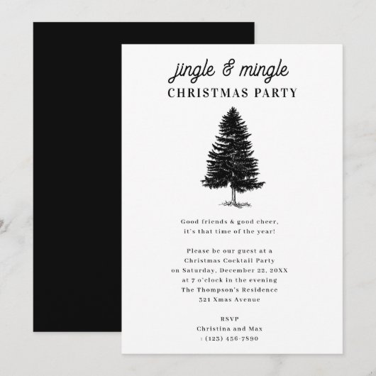 Invitation Fête de Noël Jingle et Mingle (Devant / Derrière)
