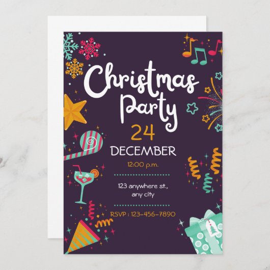 Invitation Fête de Noël Jingle et Mingle (Devant / Derrière)