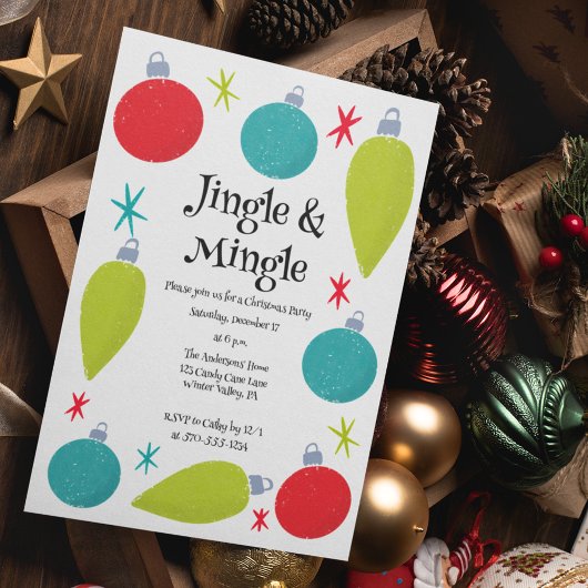 Invitation Fête de Noël Jingle et Mingle Retro