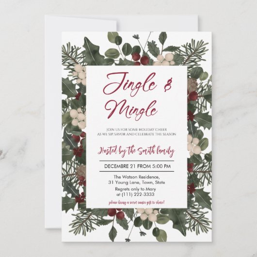 Invitation Fête de Noël Jingle & Mingle (Devant)
