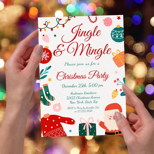 Invitation Fête de Noël Jingle & Mingle