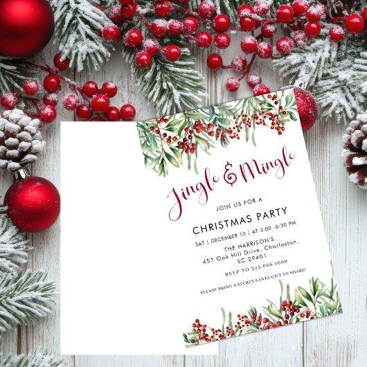 Invitation Fête de Noël Jingle & Mingle