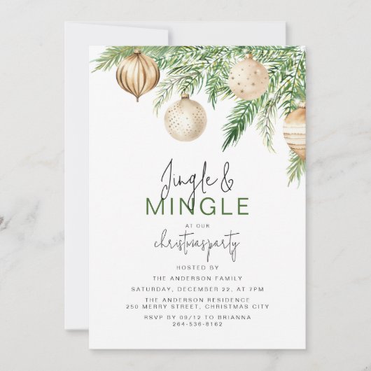 Invitation Fête de Noël Jingle & Mingle (Devant)