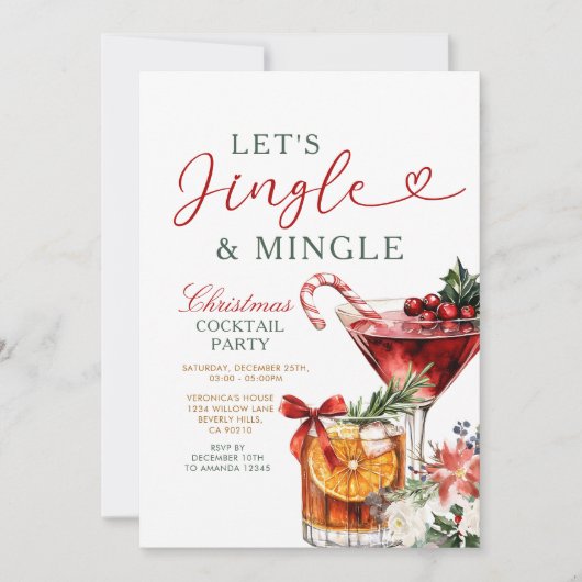 Invitation Fête de Noël Jingle & Mingle Cocktail (Devant)