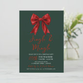 Invitation Fête de Noël Jingle Mingle Glam Bow Rouge Vert (Debout devant)