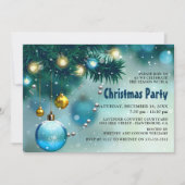 Invitation Fête de Noël Jolly Blue & Gold (Devant)
