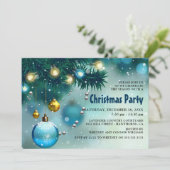 Invitation Fête de Noël Jolly Blue & Gold (Debout devant)