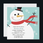 Invitation Fête de Noël Jolly Snowman<br><div class="desc">Invitation mettant en scène un mignon bonhomme de neige entouré de flocons de neige. © Mood 4 Cute</div>