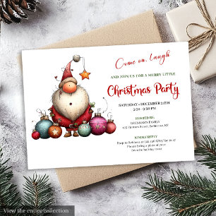 Invitation Fête de Noël Jouet Fantaisiste Santa Rouge Vert Cl