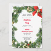 Invitation Fête de Noël joyeuse avec verdure des Fêtes  (Devant)