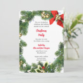 Invitation Fête de Noël joyeuse avec verdure des Fêtes  (Debout devant)