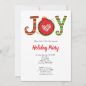 Invitation Fête de Noël Joyeuse Rouge Verte (Devant)