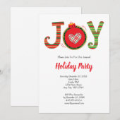 Invitation Fête de Noël Joyeuse Rouge Verte (Devant / Derrière)