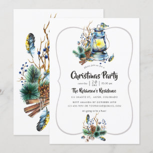 Invitation Fête de Noël Lanterne à l'aquarelle