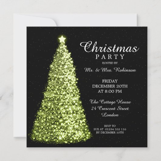 Invitation Fête de Noël Lime verte (Devant)