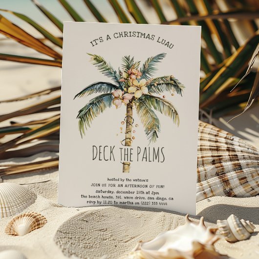 Invitation Fête de Noël Luau Deck the Palms 