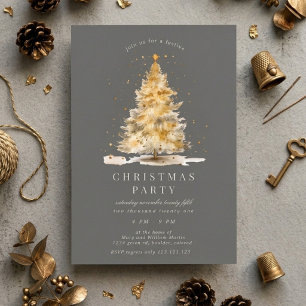 Invitation Fête de Noël Luxueuse Dorée