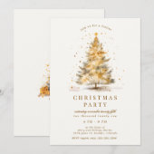 Invitation Fête de Noël Luxueuse Dorée (Devant / Derrière)