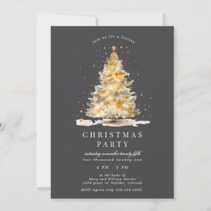 Invitation Fête de Noël Luxueuse Dorée