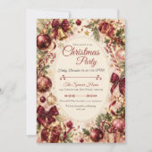 Invitation Fête de Noël luxueuse en bordeaux (Devant)
