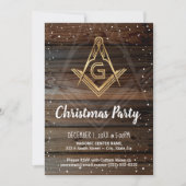 Invitation Fête de Noël Maçonnique Rustique Dorée de Fêtes en (Devant)
