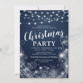 Invitation Fête de Noël Magique Flocon de Neige Bleu (Devant)