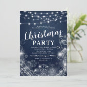 Invitation Fête de Noël Magique Flocon de Neige Bleu (Debout devant)