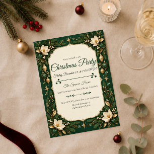Invitation Fête de Noël Magnolia Émeraude